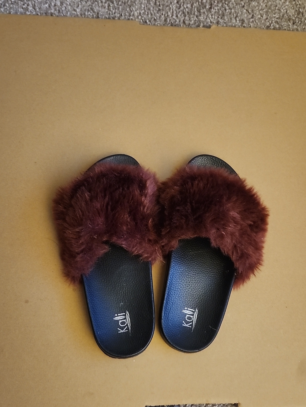 Kali Women's Burgundy Faux Fur Slide Sandals